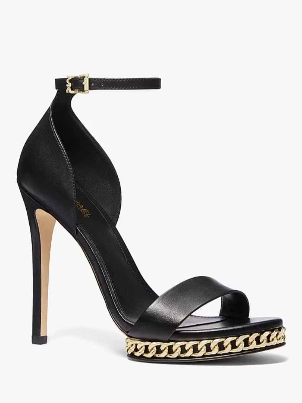 MICHAEL Michael Kors Jordyn Chain Platform Leather Sandals Ankle Strap Size 7